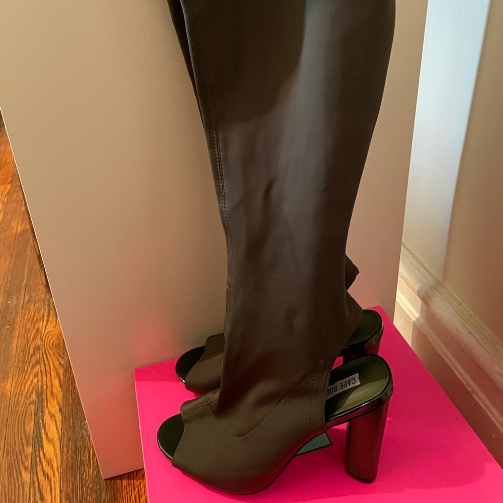 Olive Green Knee High Boots